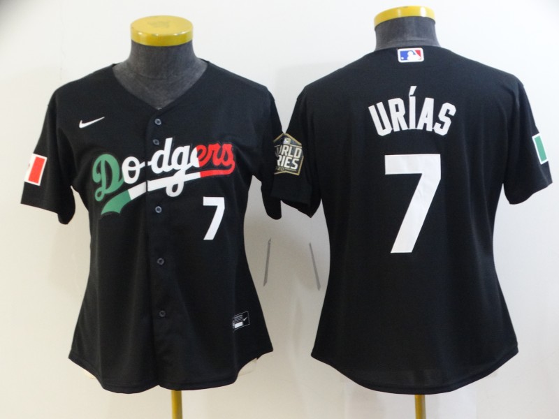 Women's Los Angeles Dodgers #7 Julio Urias Black Cool Base Stitched Jersey(Run Small) Women's Los Angeles Dodgers #7 Julio Urias Black Cool Base Stitched Jersey(Run Small)